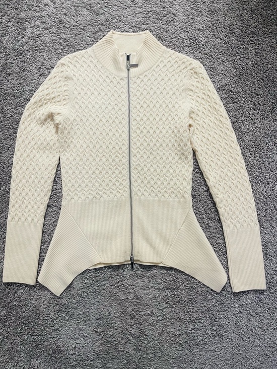 Karen Millen Sweaters - Karen Millen Cream Wool Zip-Front Cardigan
